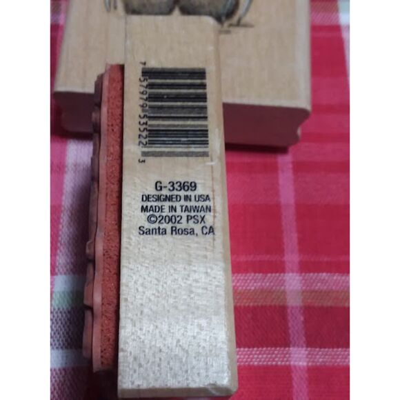 2002 PSX Wood Rubber Stamp G-3369 Hearts Flower Pots Floral Vines Vintage - Picture 4 of 4